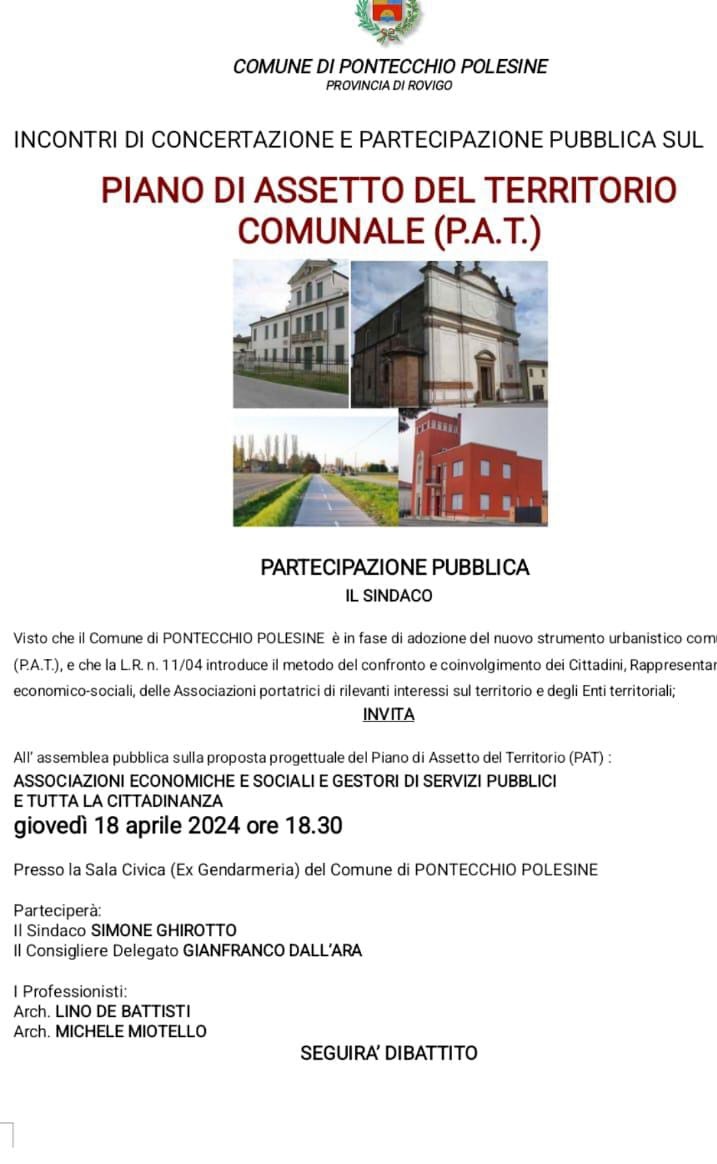 Incontro di concertazione e partecipazione pubblica sul P.A.T.