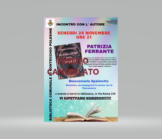 Incontro con l'autore Patrizia Ferrante-EVENTO CANCELLATO
