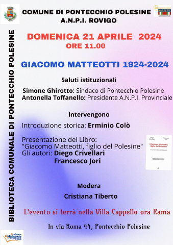 Presentazione del libro: "Giacomo Matteotti, figlio del Polesine"