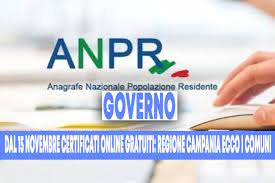 Dal 15 novembre certificati anagrafici online e gratuiti per i cittadini
